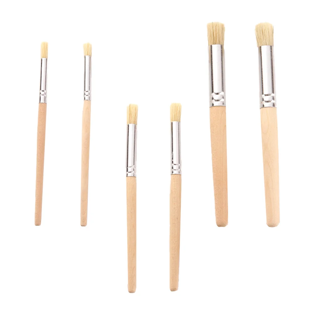 ชุดแปรงทาสีน้ำมัน 6 ชิ้น ด้ามจับตามหลักสรีรศาสตร์ สำหรับสีน้ำ สีอะคริลิก งานศิลปะบนผนัง งานโฆษณา อุปกรณ์ศิลปะ แปรงทาสีน้ำมัน ขนแปรง