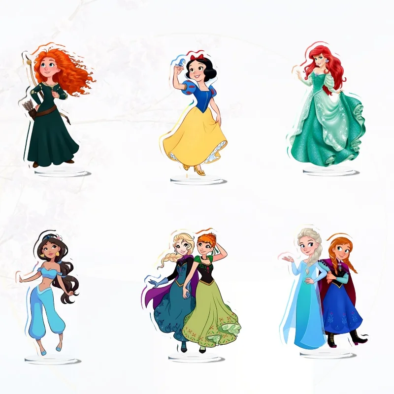 

Queen Elsa Princess apunzel Belle Ariel Cinderella Anime Stand Model Plate Decoration Desk Figure Display Friends Gift roducts