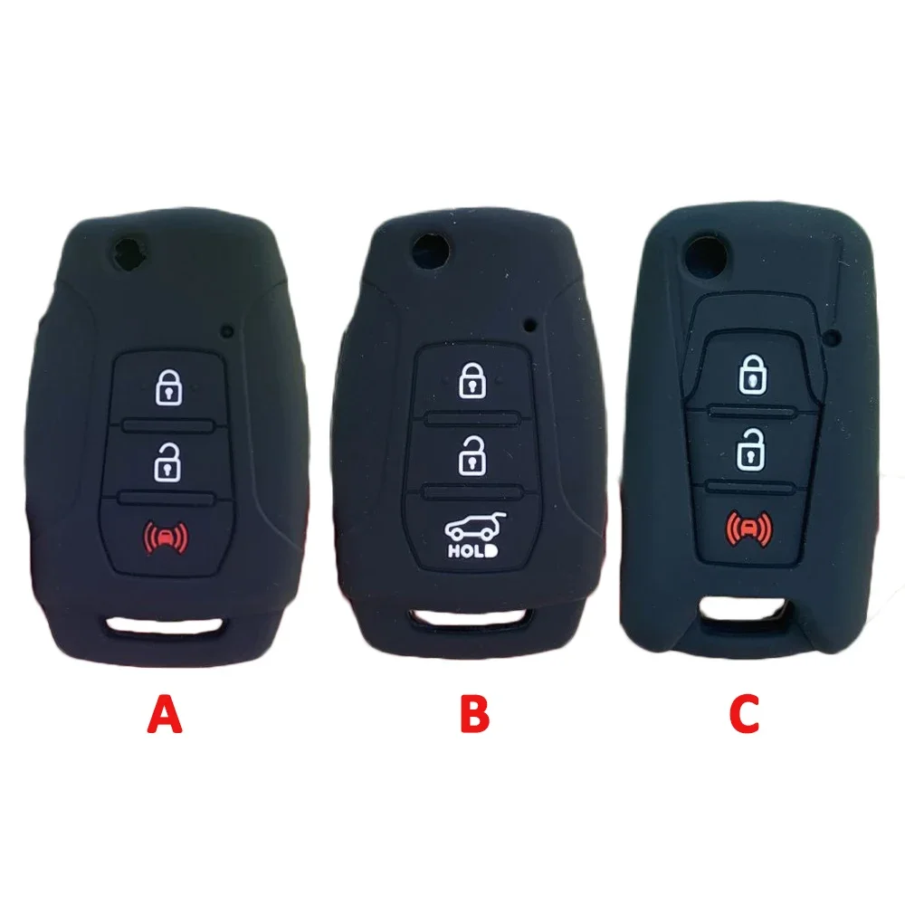 3 Buttons Silicone Car Key Cover Case Protect Skin Shell for Ssangyong Tivoli Rexton Korando C Actyon KYRON Keychain Accessories