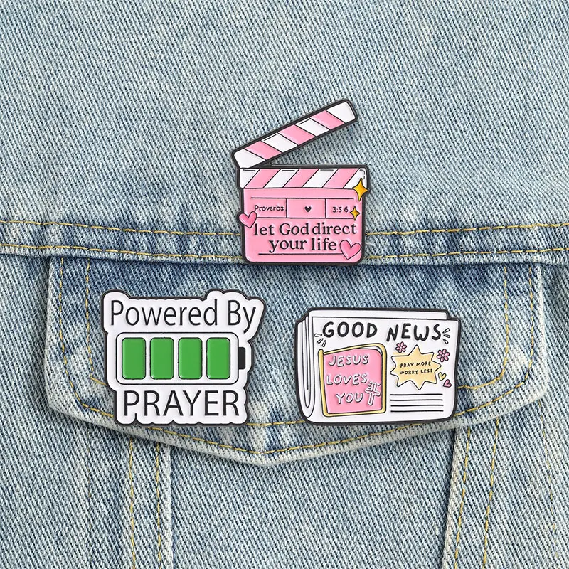 2-4Pcs/set Christian Faith Badges Jesus Bible Verse Enamel Pin Catholic Virgin Mary Sheep Inspirational Brooch Accessories