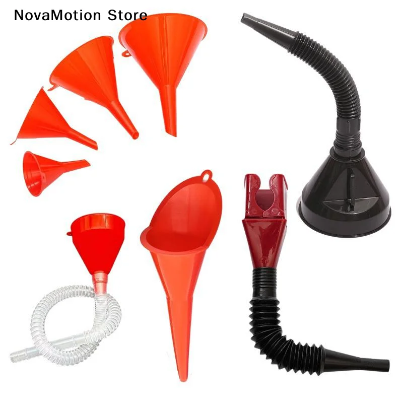 [NM]8-Pieces Car Plastic Funnel Set Wide-Mouth Fuel And Oil Multi-Purpose Flexible Right-Angle Funnel For Coolant And Oil[NM]