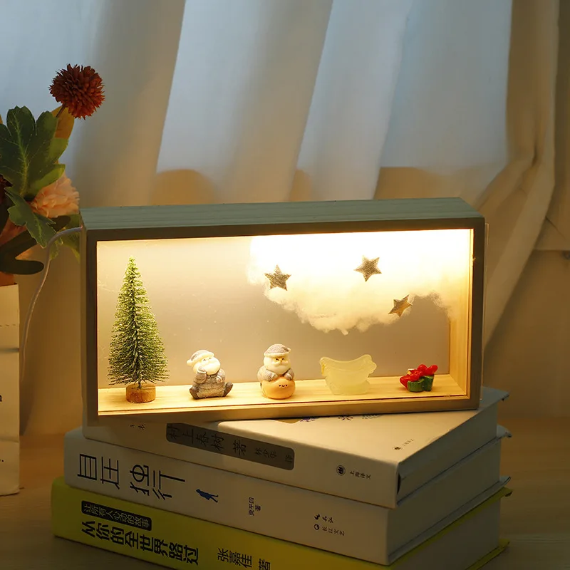 Christmas Nightlight Christmas Tree Glass Cover Holiday Romantic Gift Bedside Cabinet Home Decoration