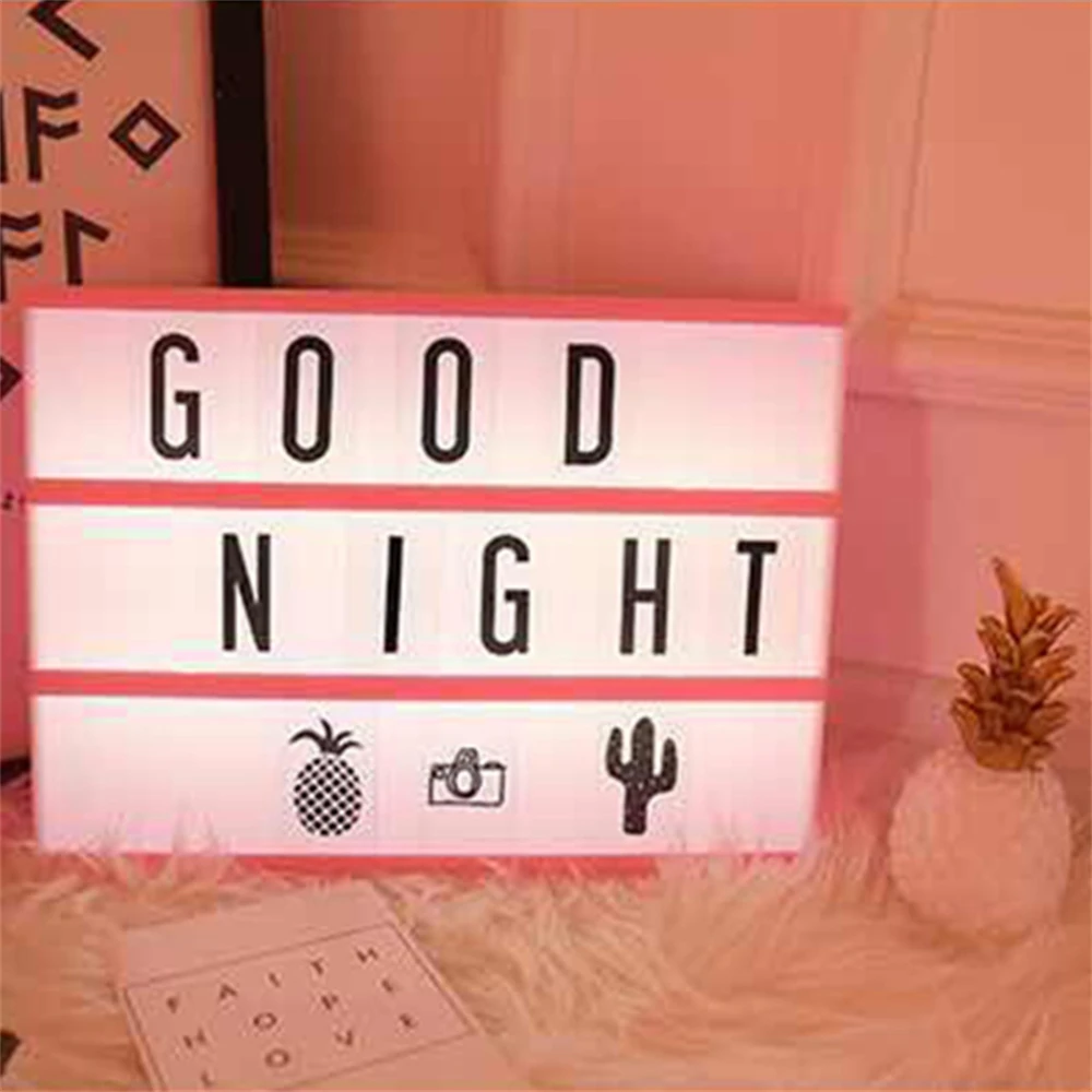 Table Desk Lamp A4 Colorful Battery Powered Night Bedroom Living Room Decoration Symbol Cards Decor Letter Light Box Letters