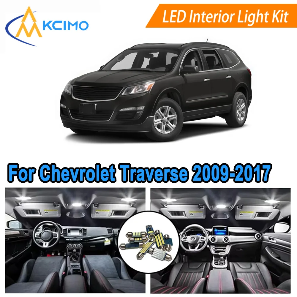 

LED Interior Light Kit For Chevrolet Traverse (2009-2017) - Bright White/Blue Dome Map and Trunk Replacement Bulbs​