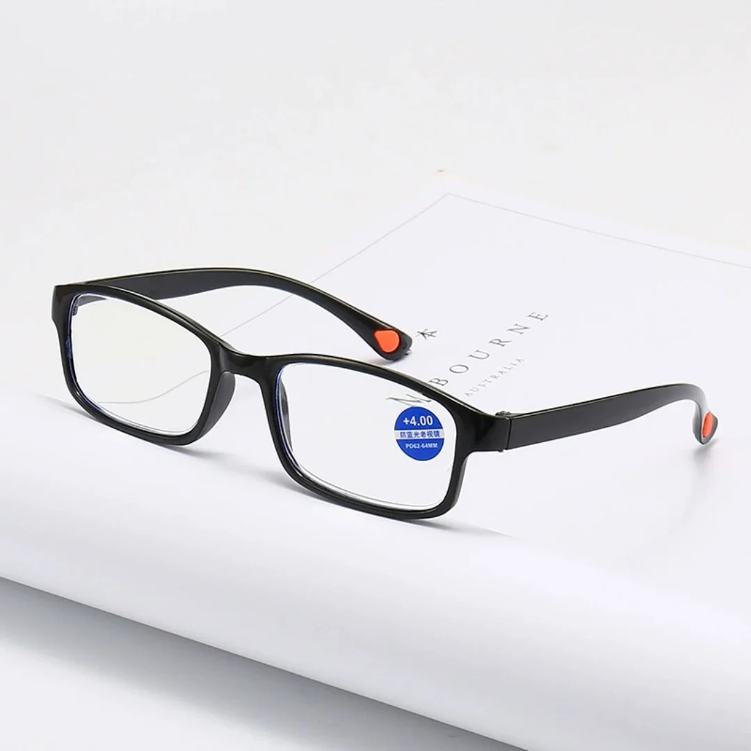KLASSNUM Blue Light Blocking Reading Glasses with Lightweight PC Frame Rectangular Readers for Men and Women Eyeglasses Eyewear