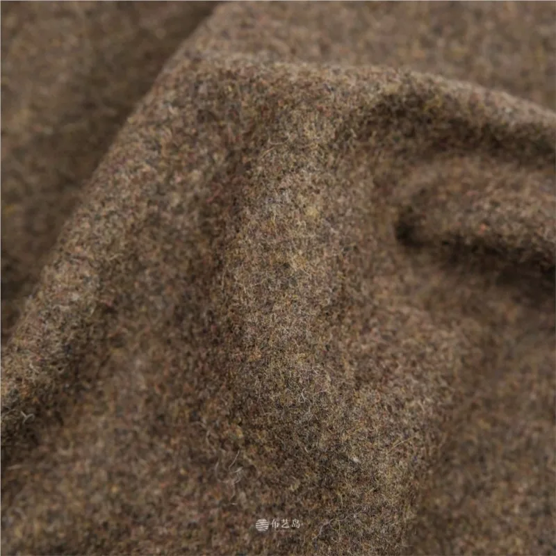 Soft drape fine coffee-colored thin woolen fabric for outerwear windbreaker and skirt designed by a fashion designer