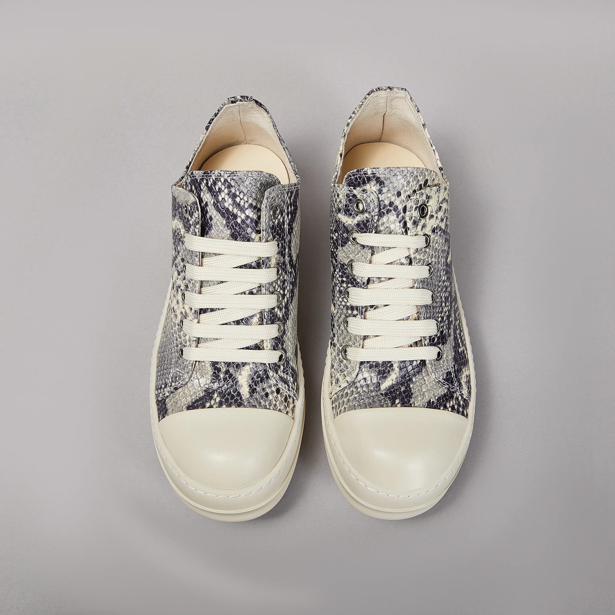 Unisex Python Patterned Cowhide Low Cut Casual Shoes High-Quality Sports Multifunctional Fashion Boots Classic Style