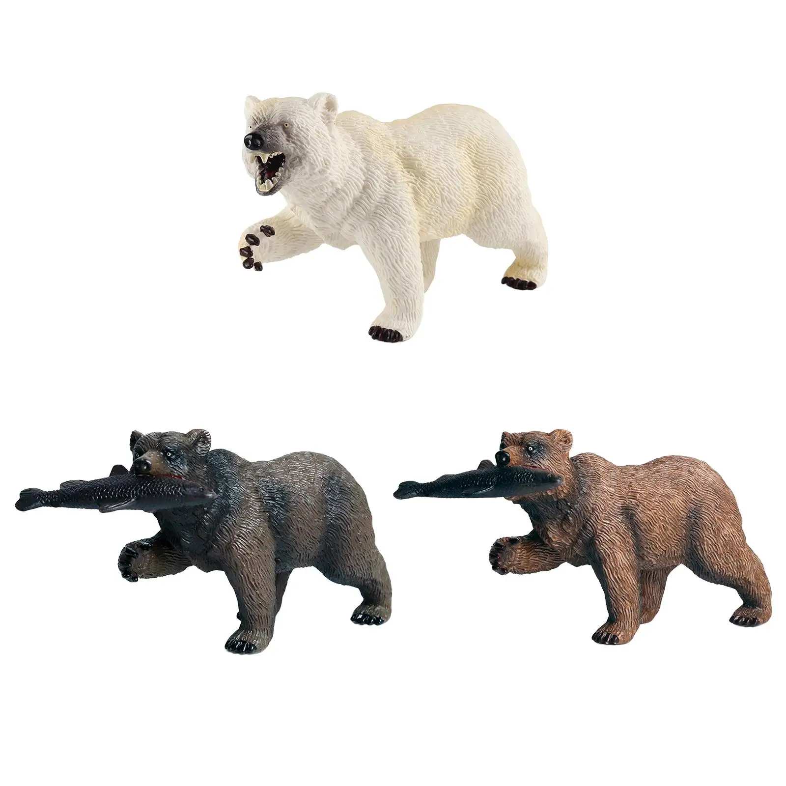 Bear Model Figure Educational Bath Toys Party Favors Cake Topper Wildlife Animal Figurines Collectible Gift for Kids Toddlers