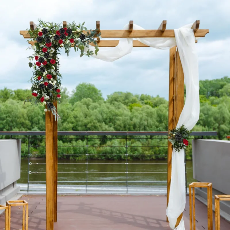 50Pcs Artificial Flowers Black Fake Roses with Stems, Real Touch Foam Rose Bulk Faux Flowers for Decoration DIY Wedding Bouquets