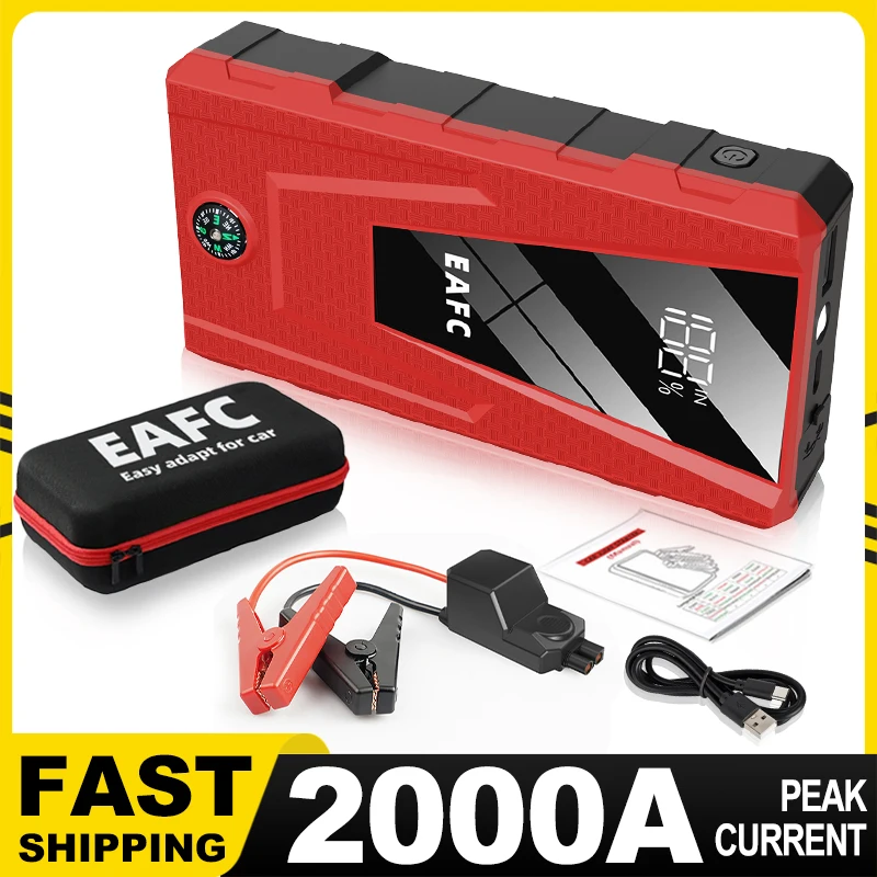 El más nuevo arrancador de salto, Banco de energía 2000A/1200A, cargador portátil, refuerzo de coche, dispositivo de arranque automático de 12V, arrancador de batería de coche de emergencia
