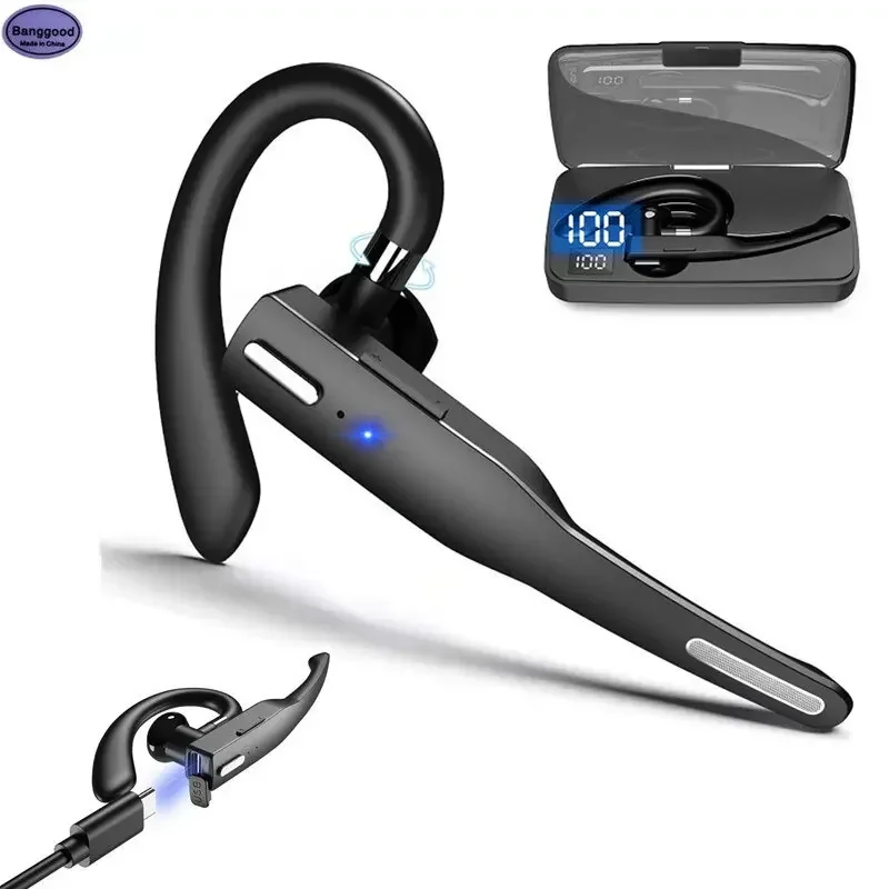 New Langsdom 525 bluetooth 5.1 Headphone Stereo Handsfree Noise Canceling Single Headset Handsfree Business Earphone with Mic