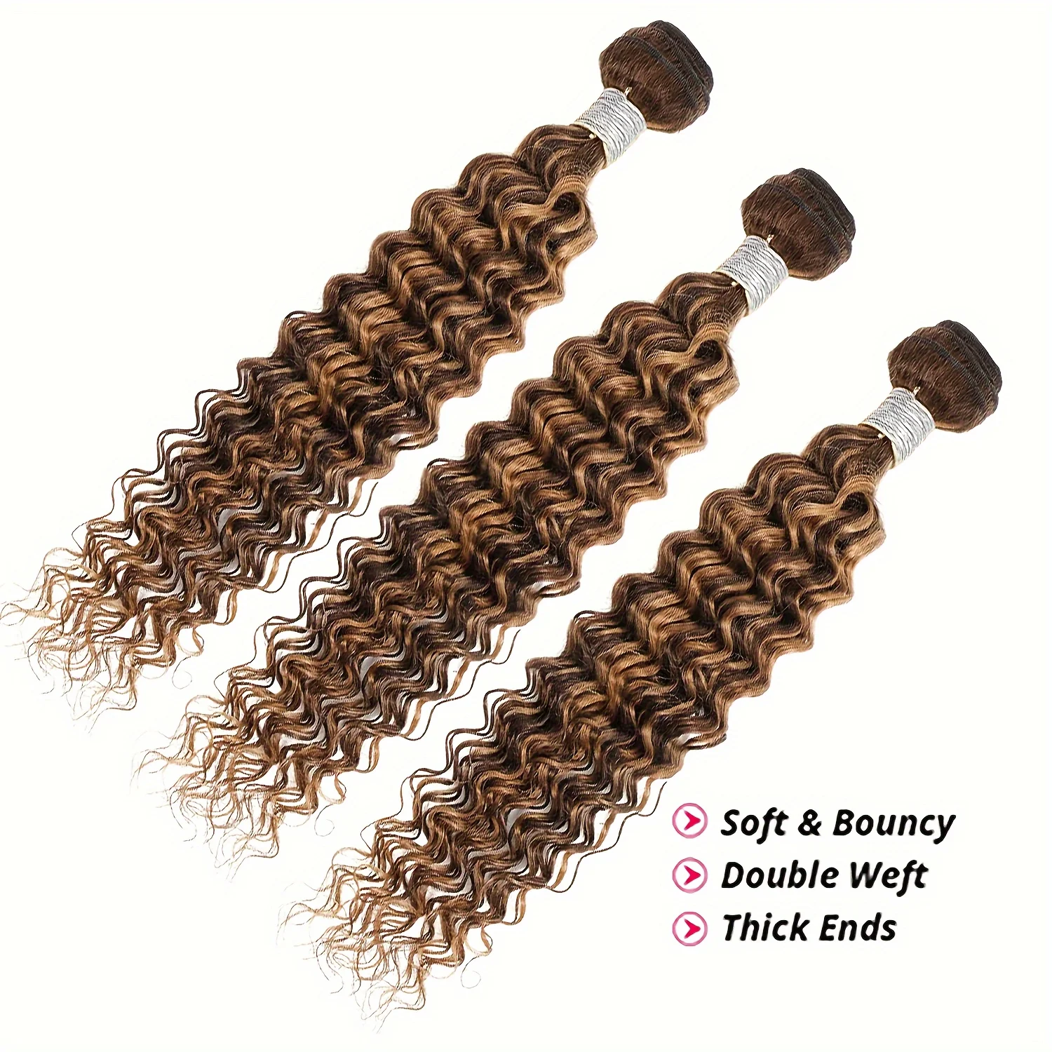 Blonde Hightlight Deep Wave Human Hair Bundles with Closure P4/27 Curly Human Hair Bundles with 4x4 Lace Closure 13x4 frontal