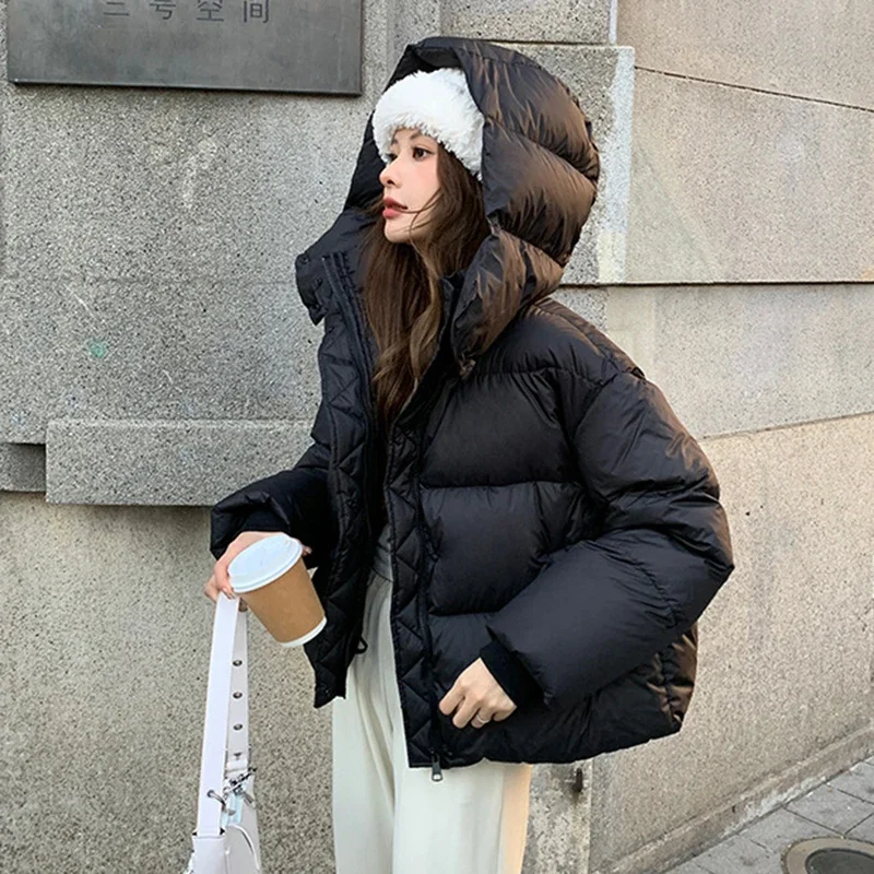 Comemore şişme ceket kadınlar \'ın High-end Women\'Winter moda kapşonlu kalınlaşmış puff-hissediyorum ekmek ceket yeni sıcak rahat katı Parkas