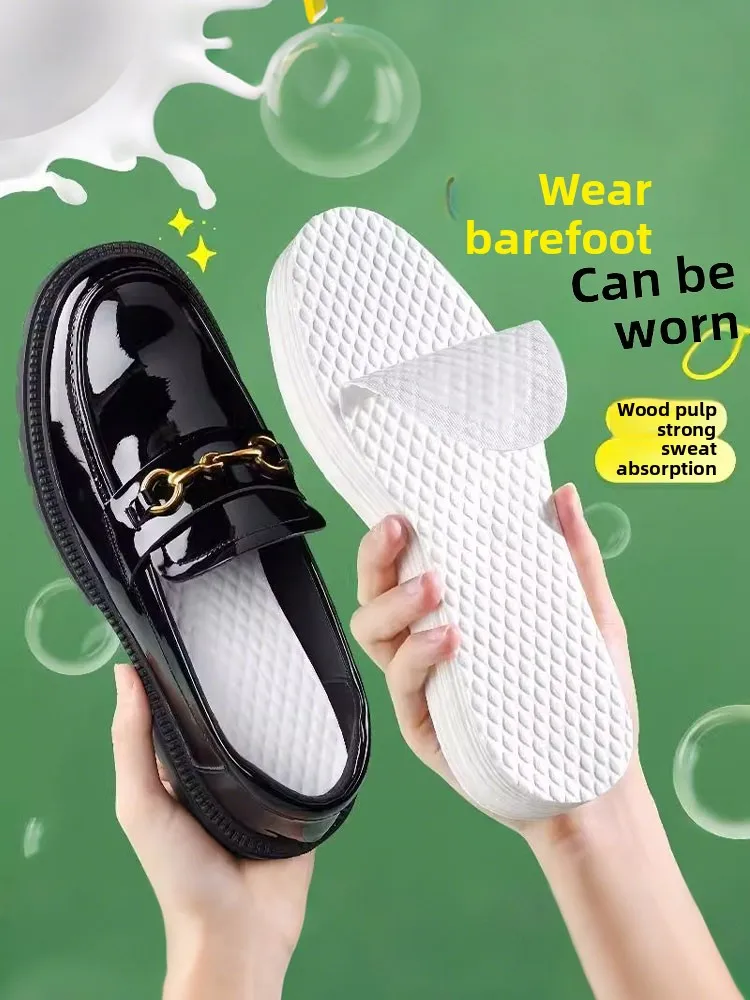 Disposable Shoe Insoles Unisex Ultra-Thin Breathable Sweat Absorbent Wood Pulp High Heels Single Shoes Summer Foot Odor Control