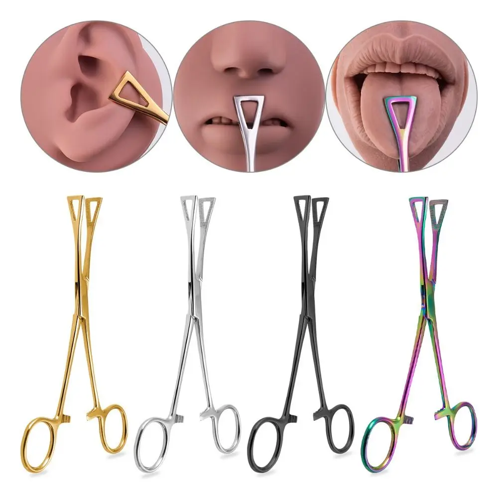 

Body Jewelry Tool Stainless Steel Piercing Clamp Body Piercing Puncture Tool Disposable Professional Tool Triangle Tweezers