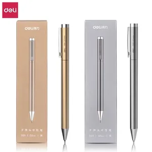 DELI Metal Sign Pen 0.5mm Gel Ink Pens Golden Silver Color Metallic Writing Pen Office Supplies