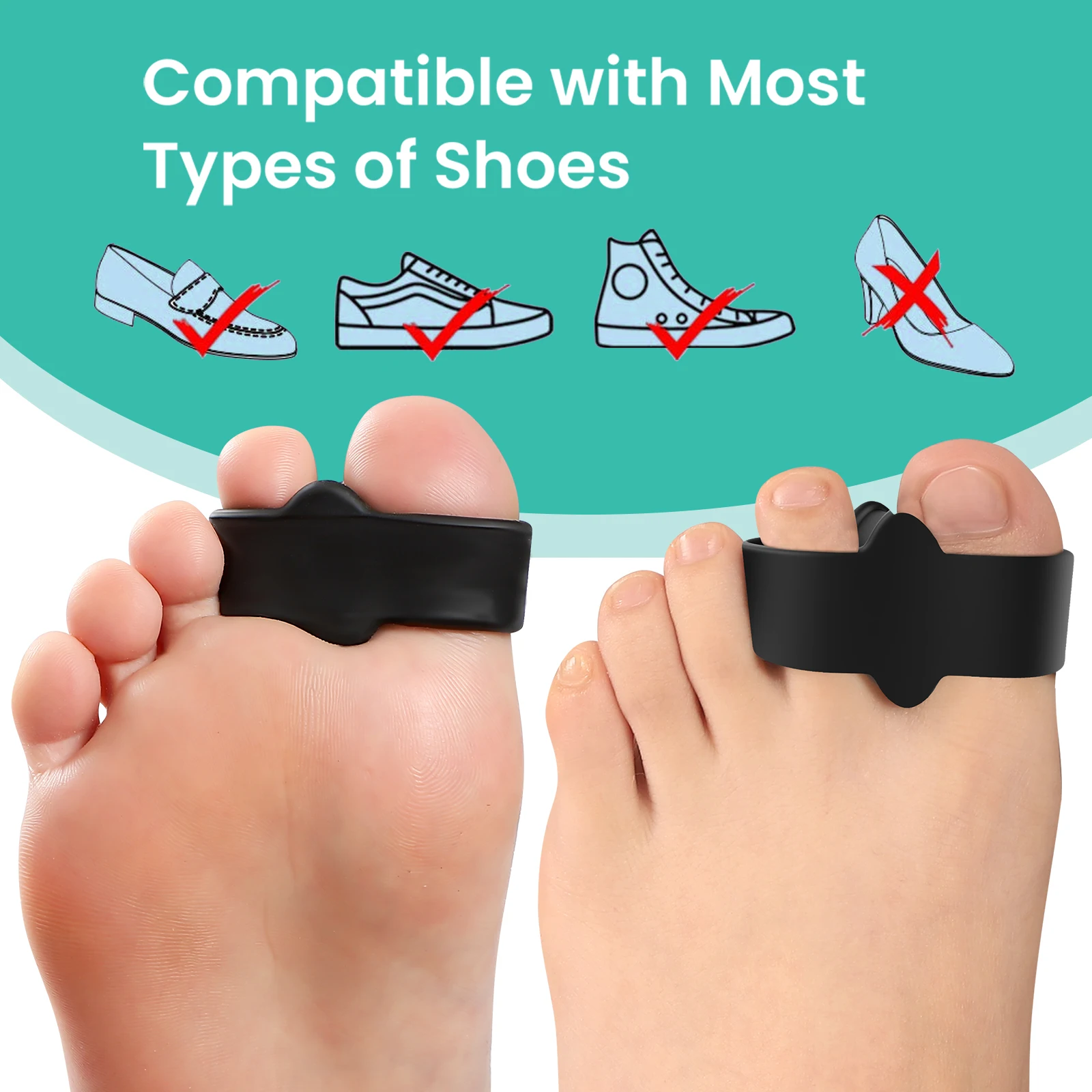 

1 Pair Soft Elastic Toe Separator Silicone Hallux Valgus Orthopedic Protector Thumb Corrector Spacers Bunion Relief Foot Care