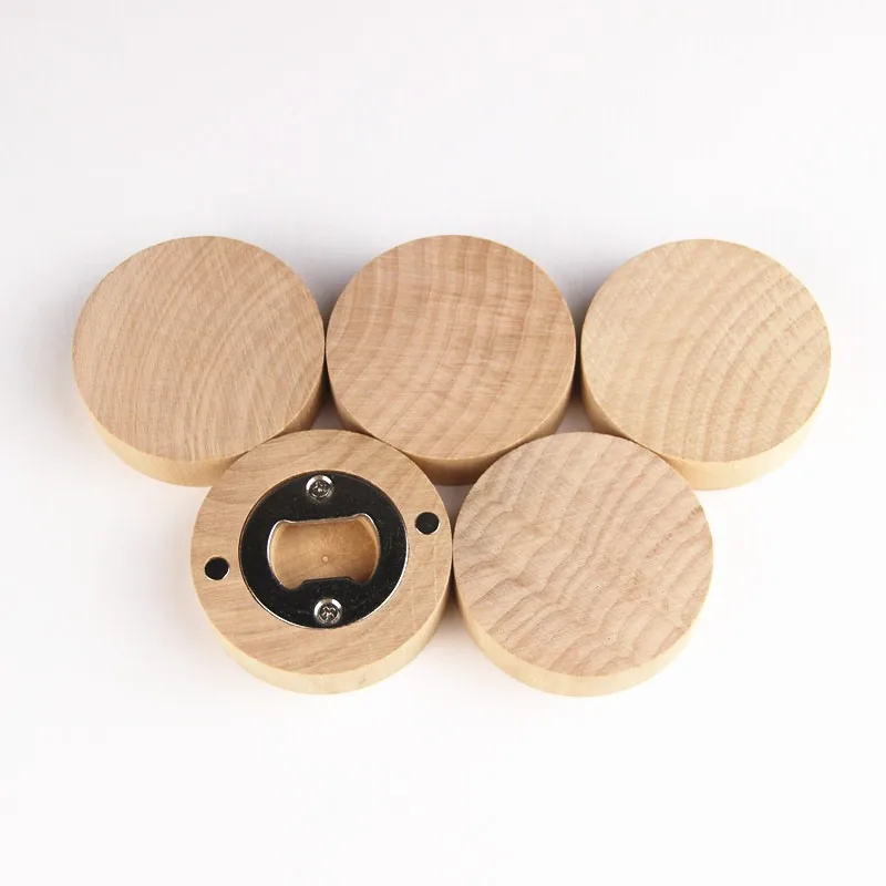 15Pcs Wedding Favor Wooden Fridge Magnet Round Bottle Opener Wedding Guest