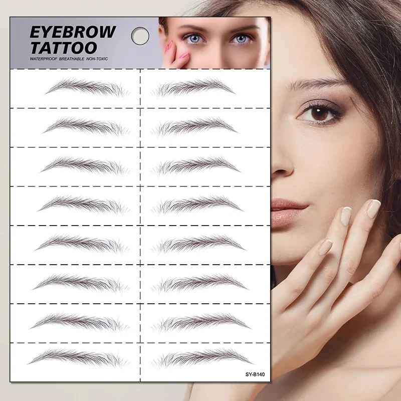 Makeup Eyebrow Tattoos Waterproof Stickers Hair Like Long Lasting Water Transfers Sticker Eye Brow Shaper for Grooming