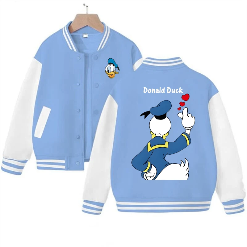 Бейсбольное пальто для мальчиков и девочек, куртка с персонажем аниме «Дональд Дак», весенне-осенняя новая одежда, детская модная повседневная верхняя одежда