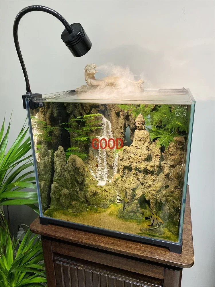 Ecological Fish Tank Living Room Cylinder Quicksand Waterfall Chinese Light Luxury Finished Product