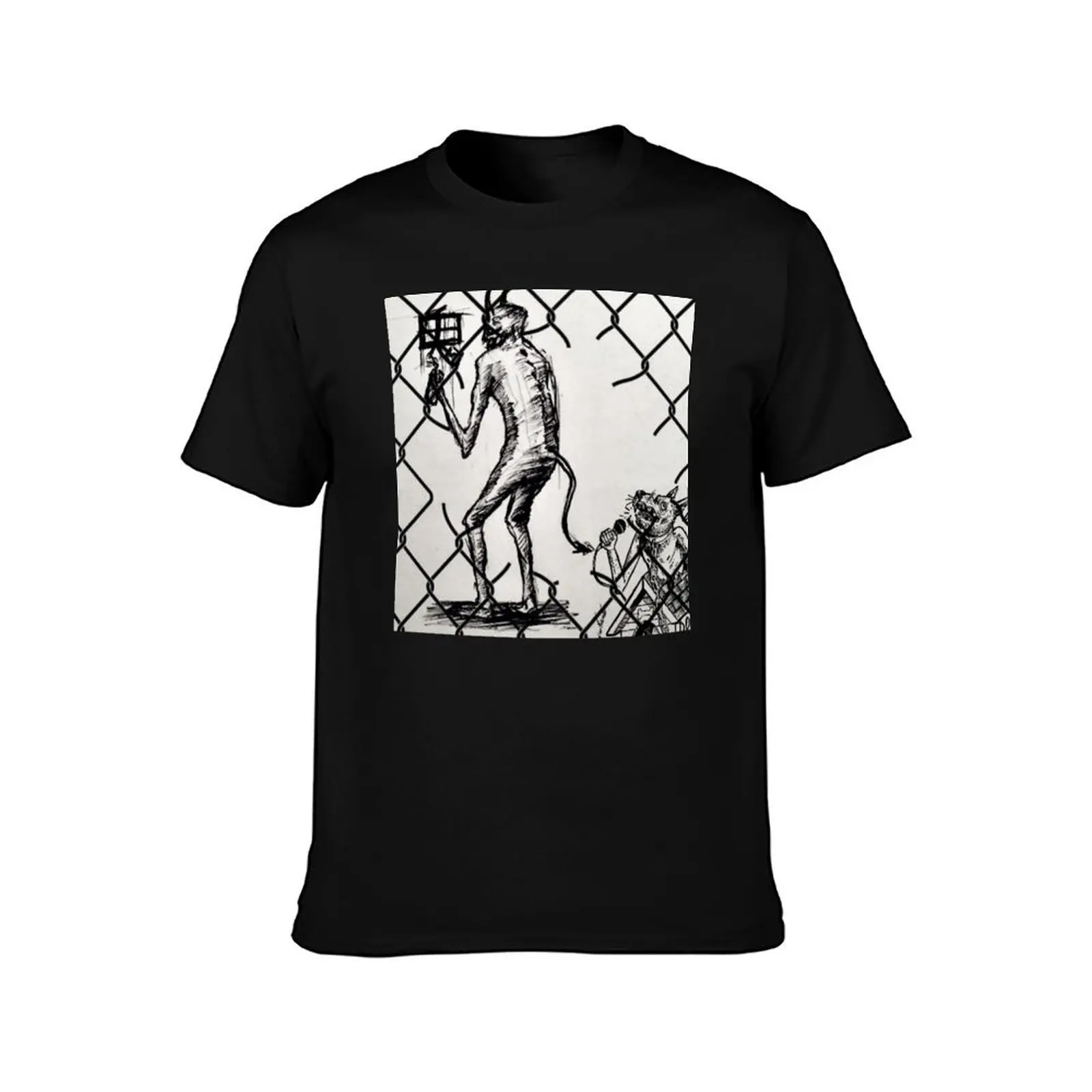 sadsixes chainlink artwork T-Shirt Casual Loose Short Sleeve Tee for Men