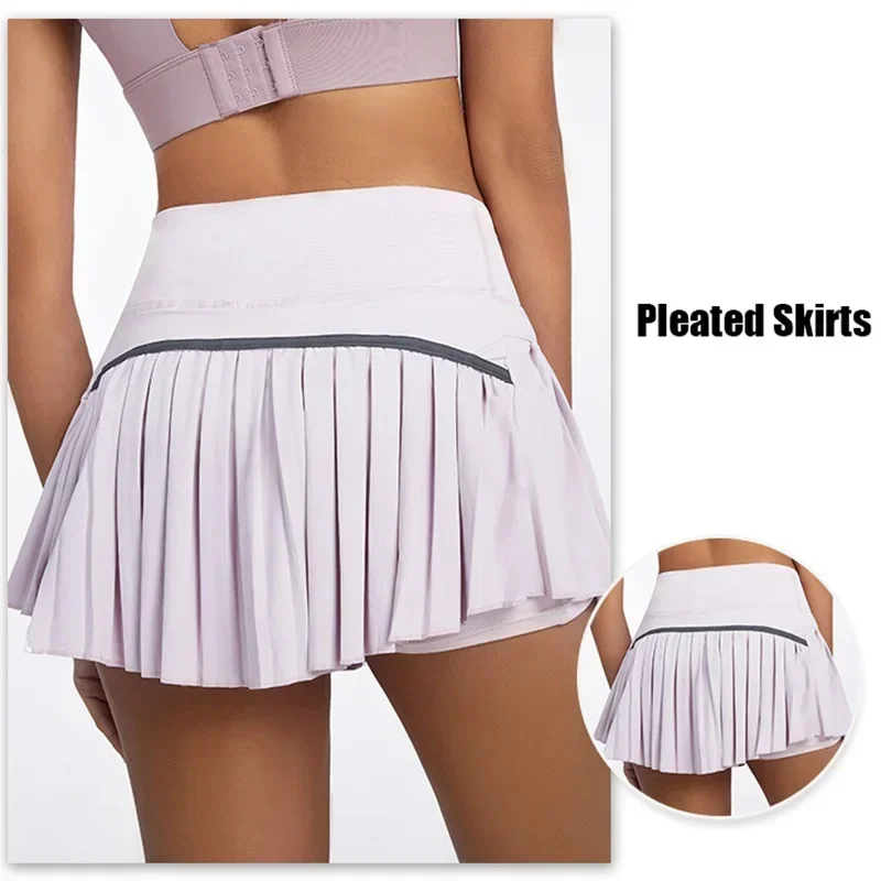 Cloud Hide Safe Tennis Skirts XS-XXL Gym Golf Running Pleated Pantskirt SEXY Women Sports Fitness Shorts Pocket High Waist S MN1