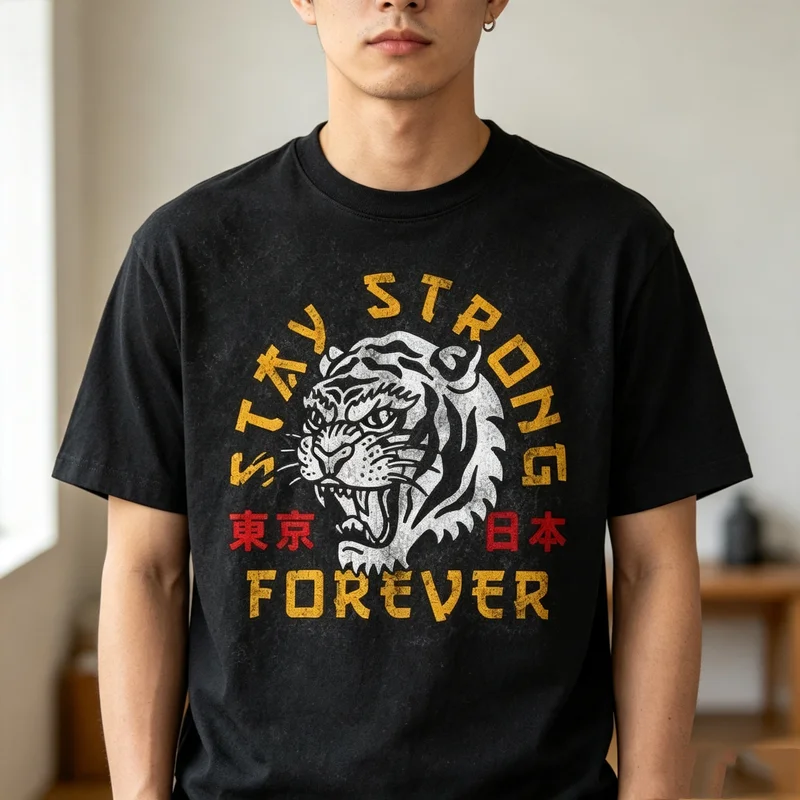 Vintage Tiger Graphic T Shirt  Retro  Cotton Short Sleeve Unisex Streetwear Tee Ideal Gift for Motivation Enthusiasts Y2k Top