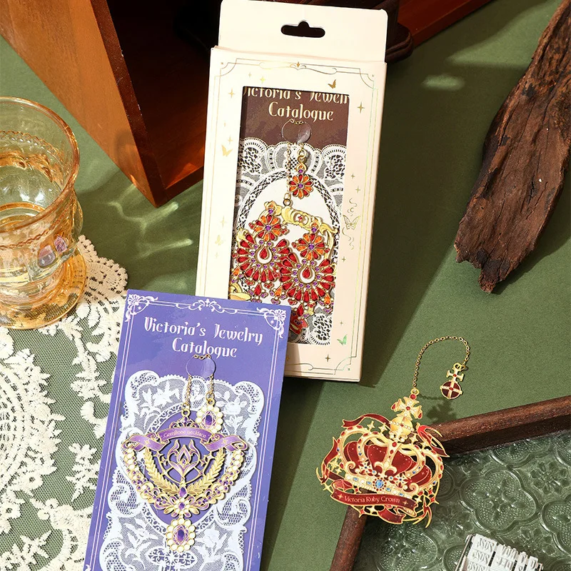 Victorian Metal Bookmark Crown Mask Bookmarks Retro Baroque Style with Tassel Chain Gifts for Book Lovers Readers Collection
