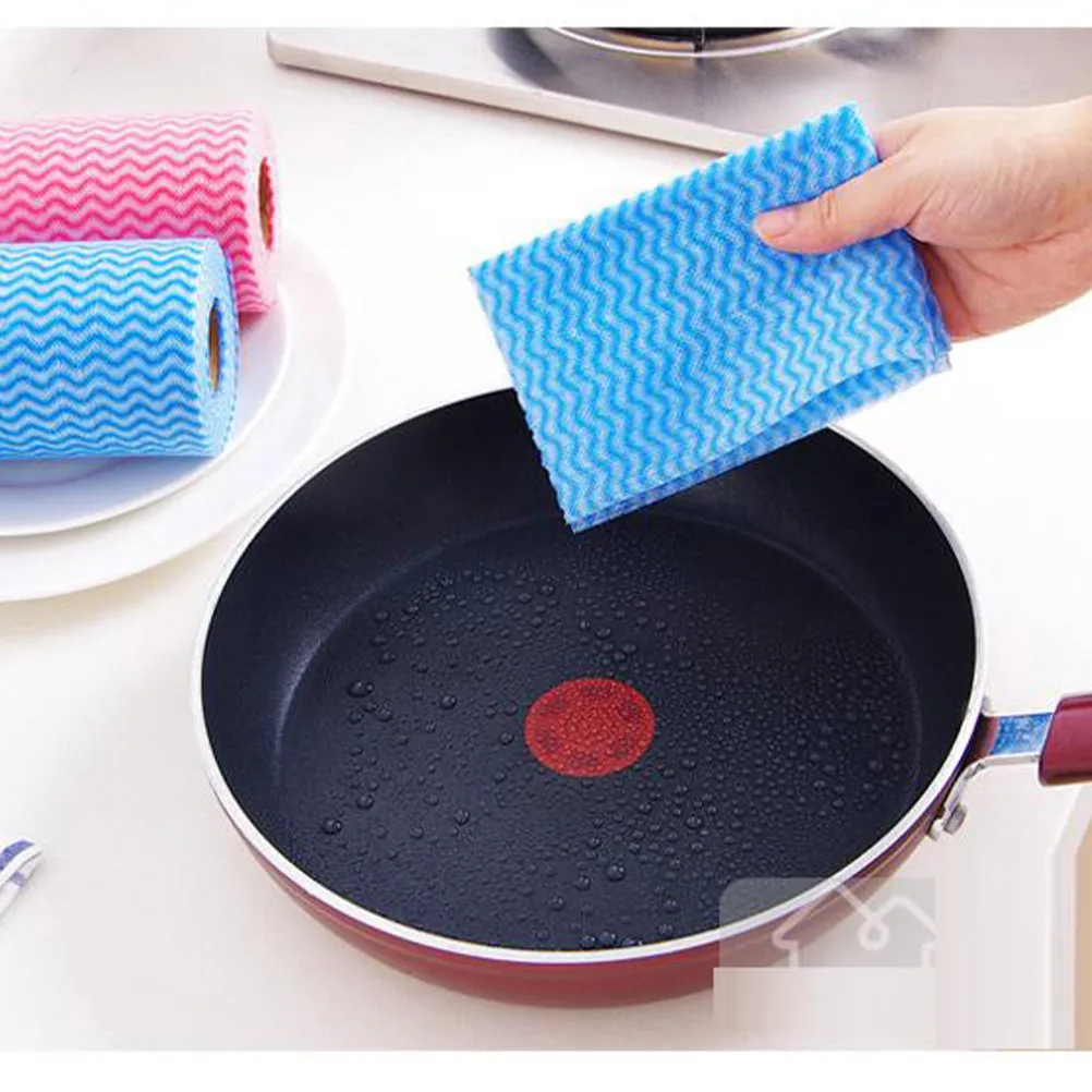 4 Rolls Non-Woven Kitchen Cleaning Cloth Premium Absorbent Disposable Dish Towel for Home Restaurant Use Eco-Friendly