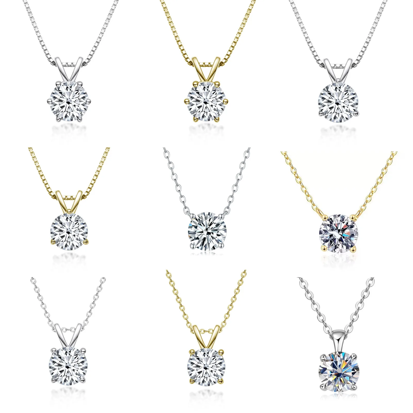

TY Moissanite Necklace Sterling Silver Women's Necklace 1Ct with GRA Certificate Fine Jewelry18k Gold Plated 925 Silver Pendant