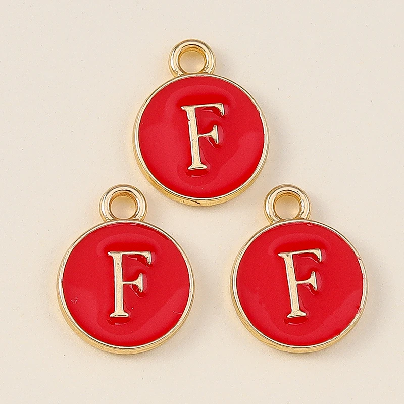 Leslie 20 Stück Niedliche Rote Doppelseitige Mini-Alphabet-Anhänger mit 26 Buchstaben für DIY-Namensschmuck, Halsketten, Armbänder und Ohrringe – Detail 8