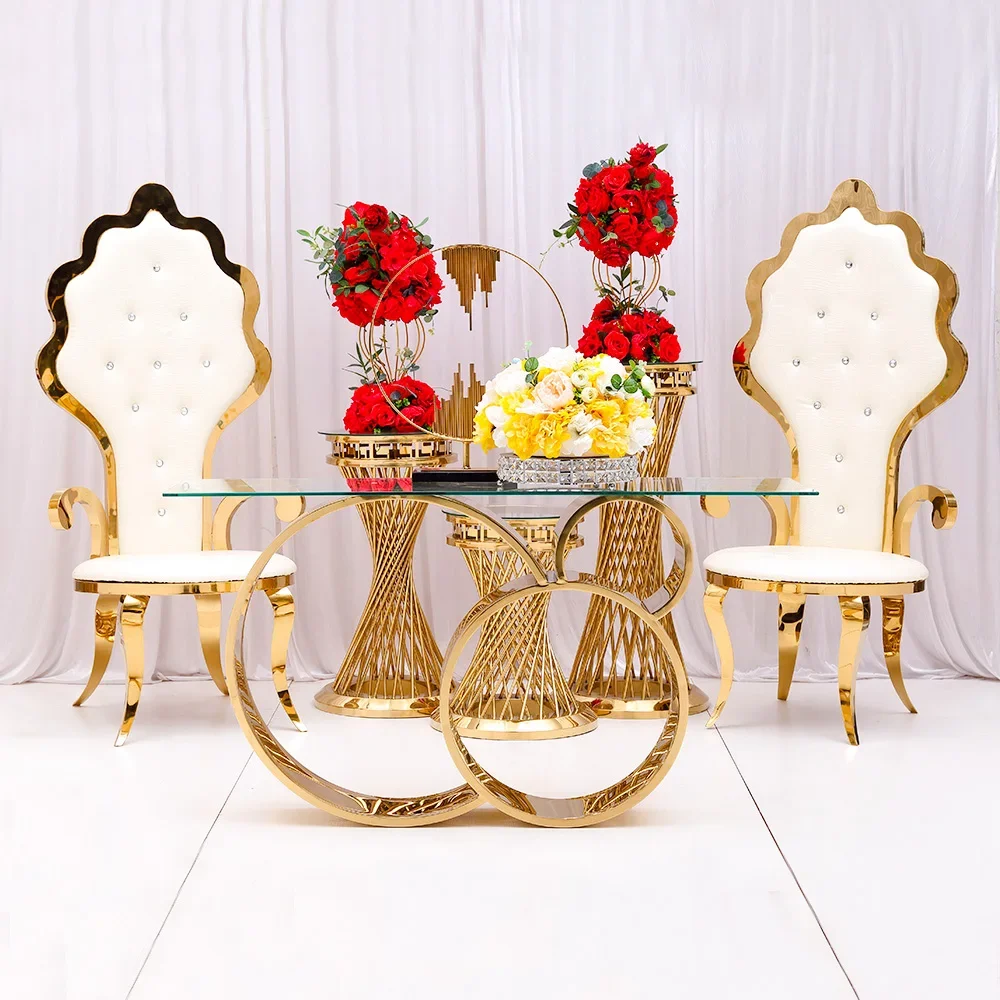 Fashion Design Stylish Wedding Furniture Stainless Steel Wedding Banquet Throne King Chair