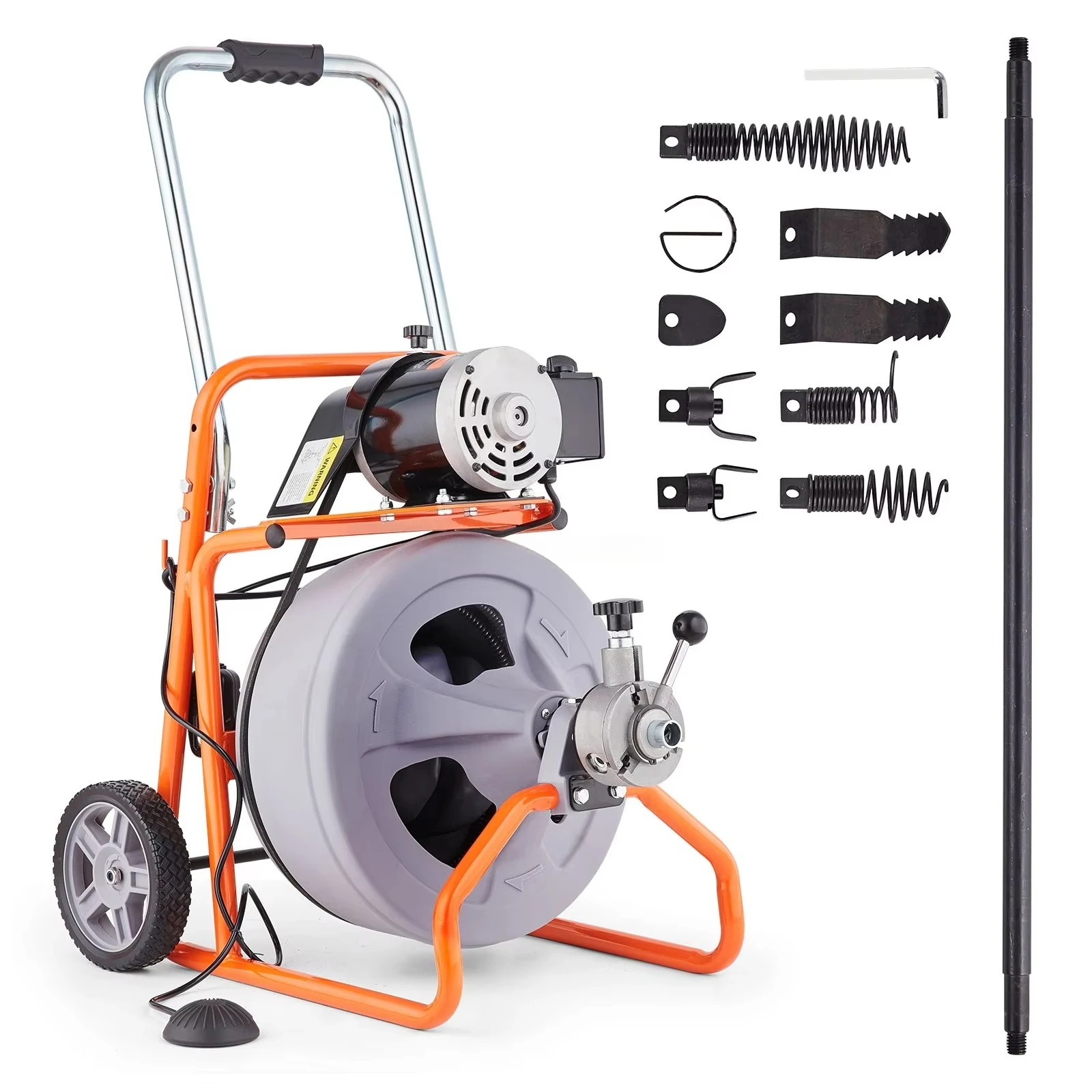 WeWork 100ft 1/2 Inch Sewer Snake Machine and 30m 16mm Drain Auger Electric Pipe Cleaner Drain Cleaning Machine Pipe Cutter