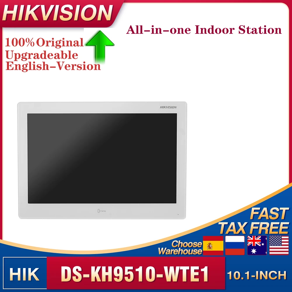 Hikvision Original DS-KH9510-WTE1(B) Video Intercom Android Indoor Station 10.1-Inch Colorful Touch Screen Standard WIFI Monito