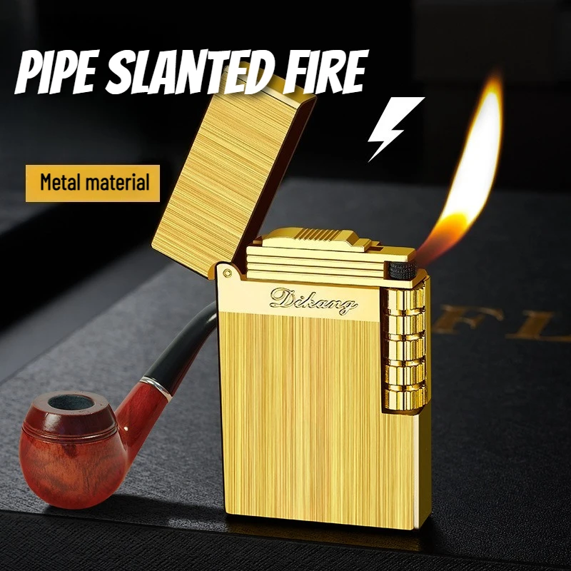 

New Metallic Loud Steel Sound Side Sliding Grinding Wheel Inflatable Inclined Fire Lighter Smoking Accessories Cigarette Lighter