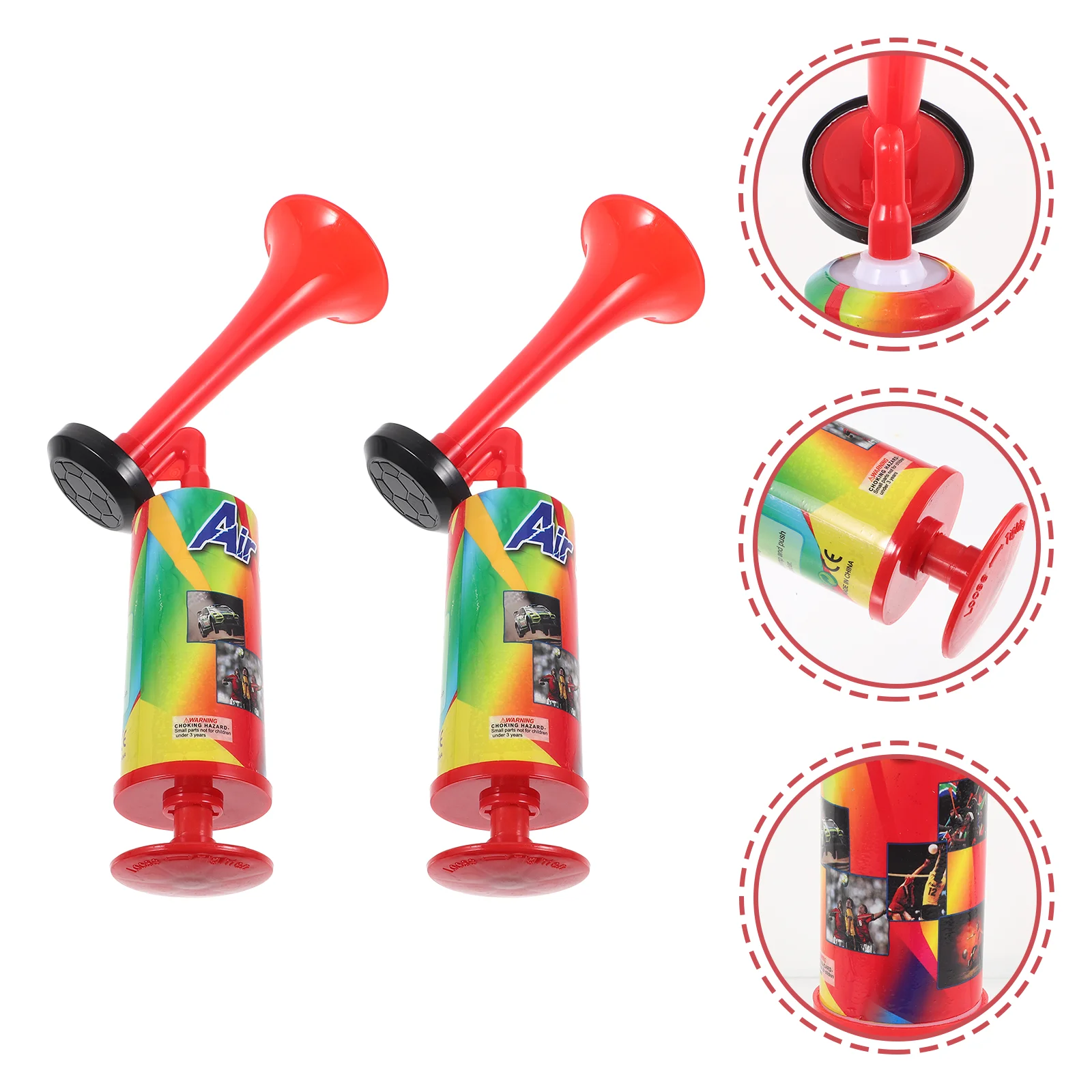 2 Pcs Push Horn Screw onto Pump Air Party Celebration Loudspeaker Generator Large Safety Parties Sports Events Twisting Toy