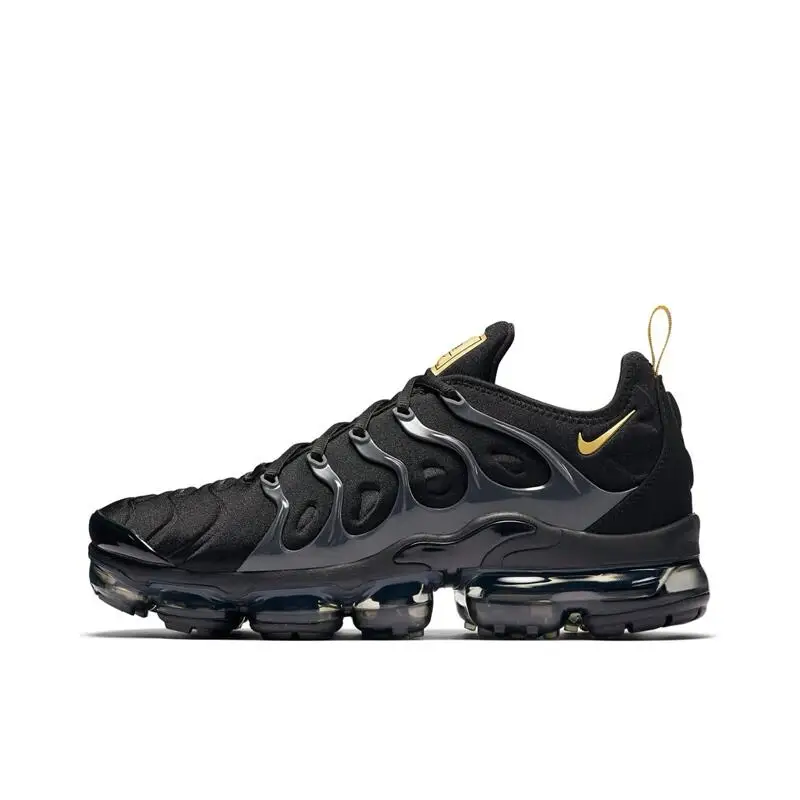 Nike Air VaporMax Plus Air Cushion Shock Absorbent, Anti Slip, Wear Resistant, Comfortable Running Shoes for Men, Black Gold