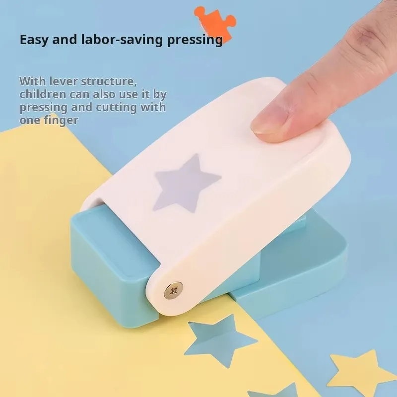 Children's Creative DIY Craft Effort-Saving Card Puncher Embossing Puncher with Multiple Sizes Safe Hole Punches Tool