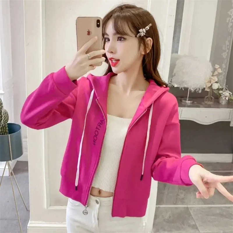 

Short Stature Fashionable Casual Hooded Short Jacket Women 2024 Autumn Wear New Loose Korean Long Sleeved Hoodie Lnstagram Trend