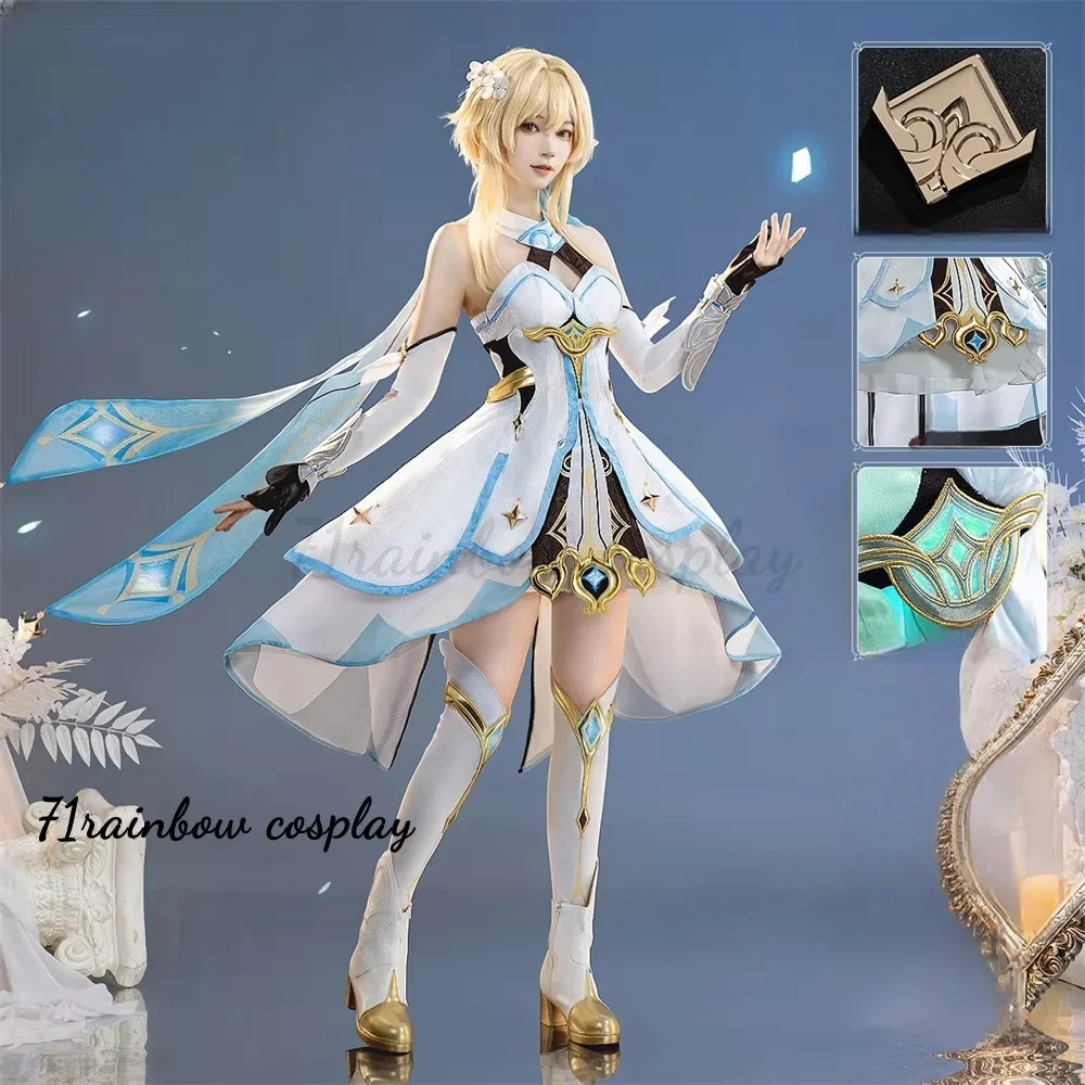 

Lumine Cosplay Genshin Impact Game Traveler Lumine Cosplay Costume Woman Outfits Dress Sets Wig Genshin Impact Costumes Cosplay
