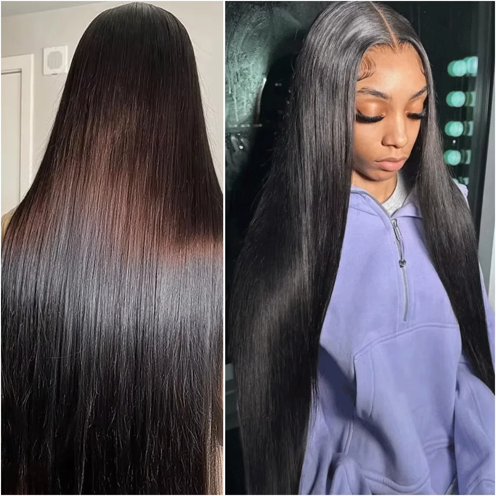 40 بوصة 200 الكثافة 13x4 13x6 360 5x5 HD العظام مستقيم الدانتيل الجبهة 100% خصلات الشعر المستعار الإنسان البرازيلي شعر مستعار أمامي قطعها للنساء #1