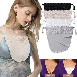 Women Summer Lace Mulberry Silk Cleavage Cover Up Camisole Color Breathable Invisibl Female Easy Clip-on Lace Mock Camisole Bras