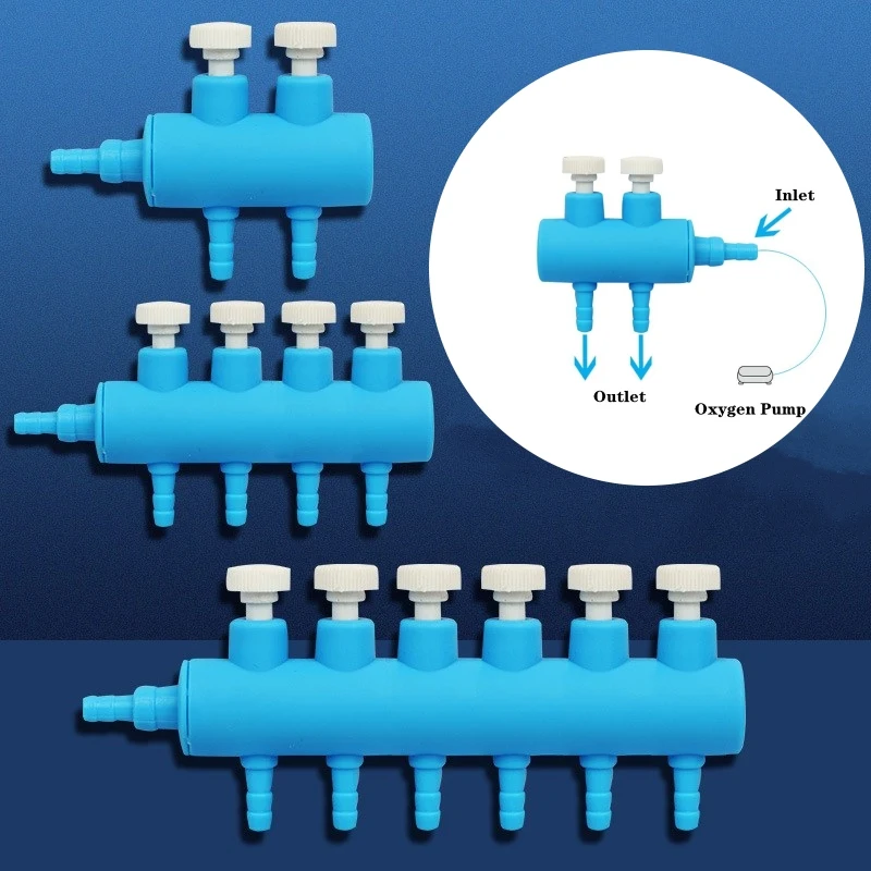 Aquarium Air Flow Control Valve 2~8 Heads Air Pump Hose Splitters Oxygen Pipe Hose Distributors Fish Tank Air Pump Accessories