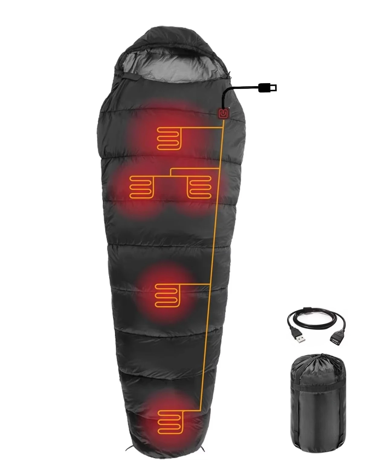 

Waterproof Operated Heated Sleeping Bag with Heating Pads Portable Compact Camping Blanket