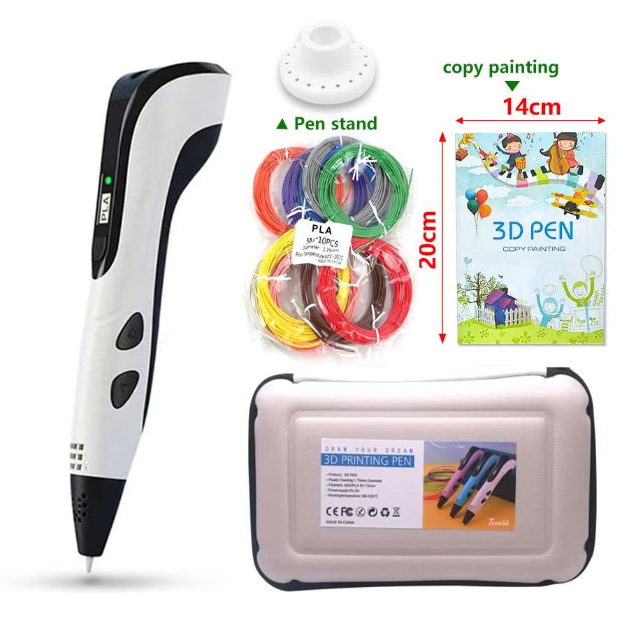 

3D Printing Pen Set with PLA Materials Portable Storage Bag Creative Drawing DIY Handcraft Tool Kit for 3D Art Painting