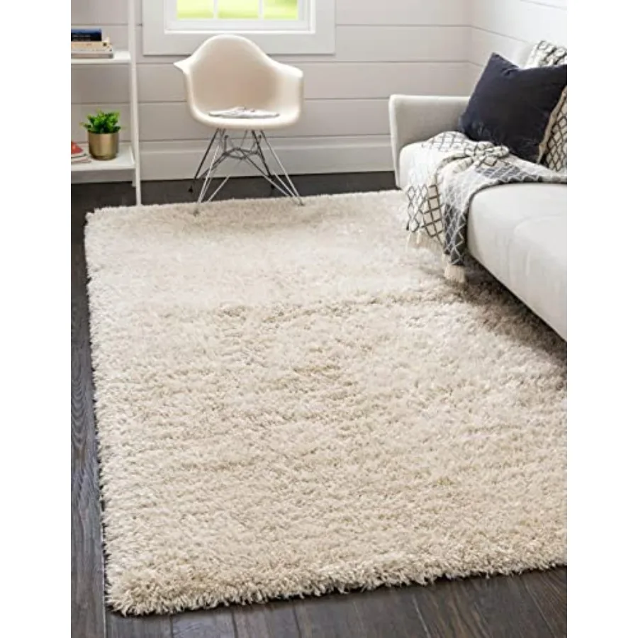 

Infinity Collection Solid Shag Area Rug 7' x 10' in Linen Finish Soft and Luxurious Texture Ideal for Large Living Rooms Dining