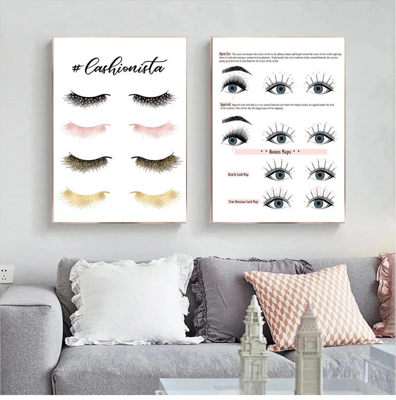 Fashion Beauty Lash Extensions Technician Guide Makeup Poster Canvas Painting Wall Art Pictures Beauty Shop Salon Home Decor