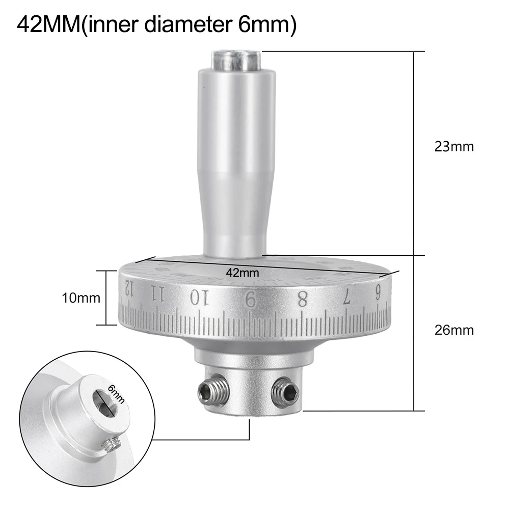 1PCS  Lathe Hand Wheel Slide Handwheel Scale Hand Wheel 42mm Aluminum Alloy Wheel For Lathes Milling Machines Grinders
