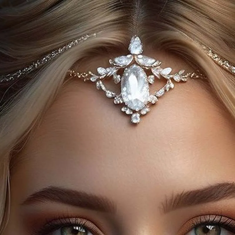 Stonefans Geometric Forehead Chain Indian Hair Jewellery Vintage Simple Women Wedding Accessories Jewelry Elegant Headbands Gift